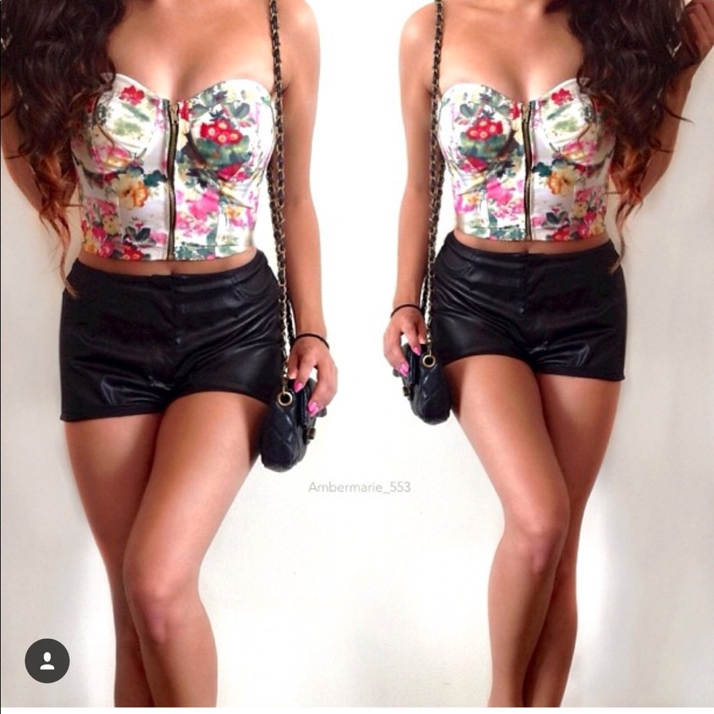 Floral bustier with front zipper
